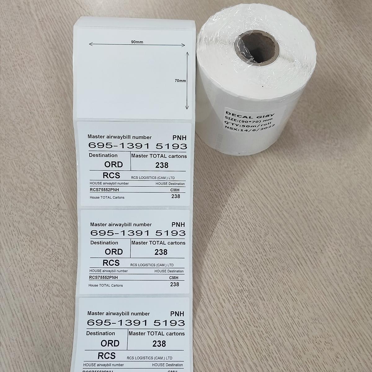 Decal giấy (90x70)mmx50m 1 tem