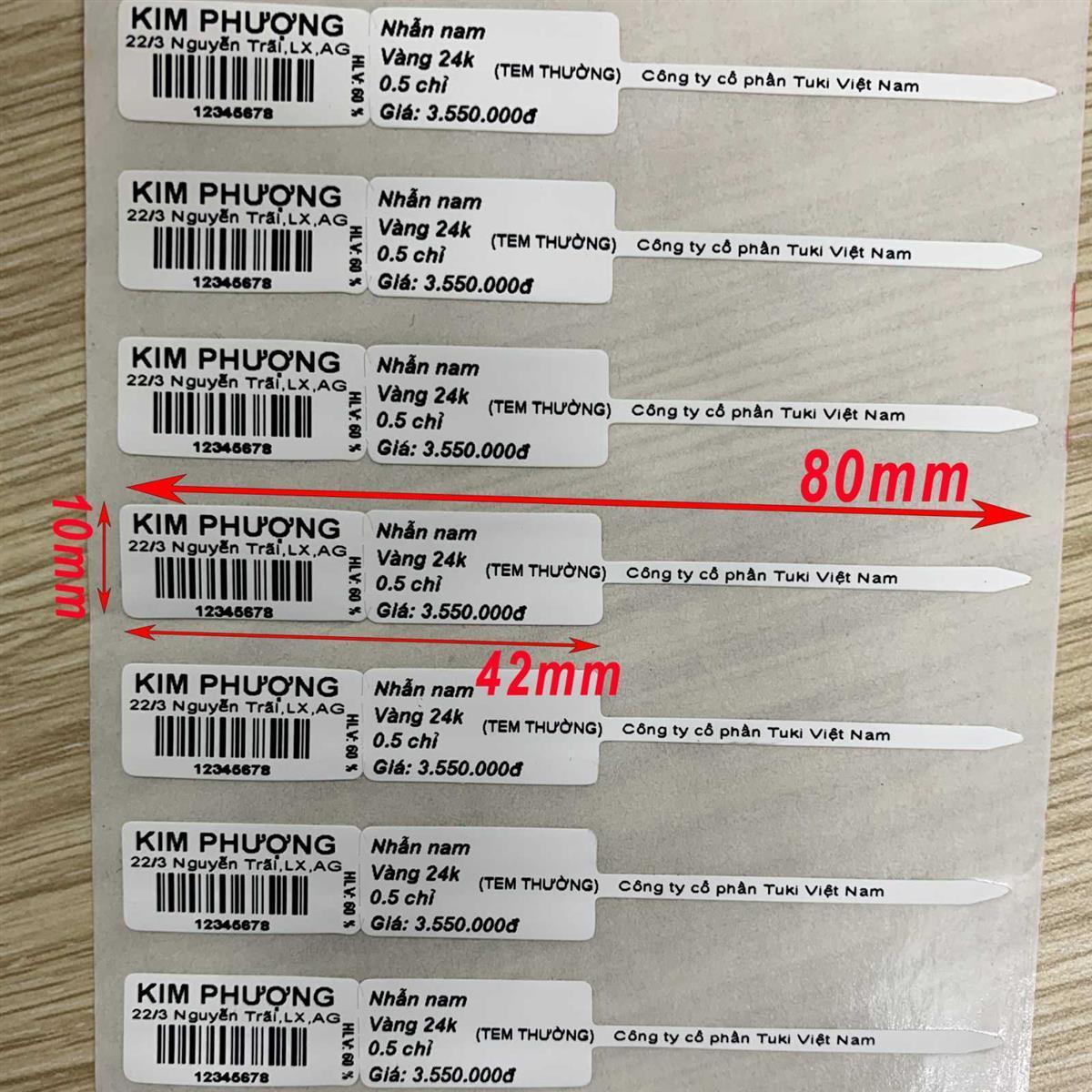 Decal in tem vàng PVC (73x10)mmx50m (loại thường)