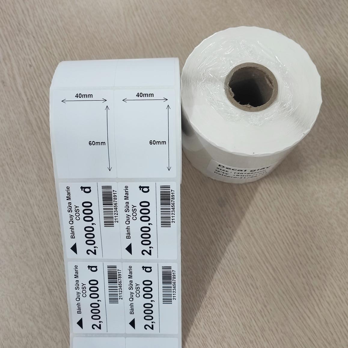 Decal giấy (40x60)mmx50m 2 tem