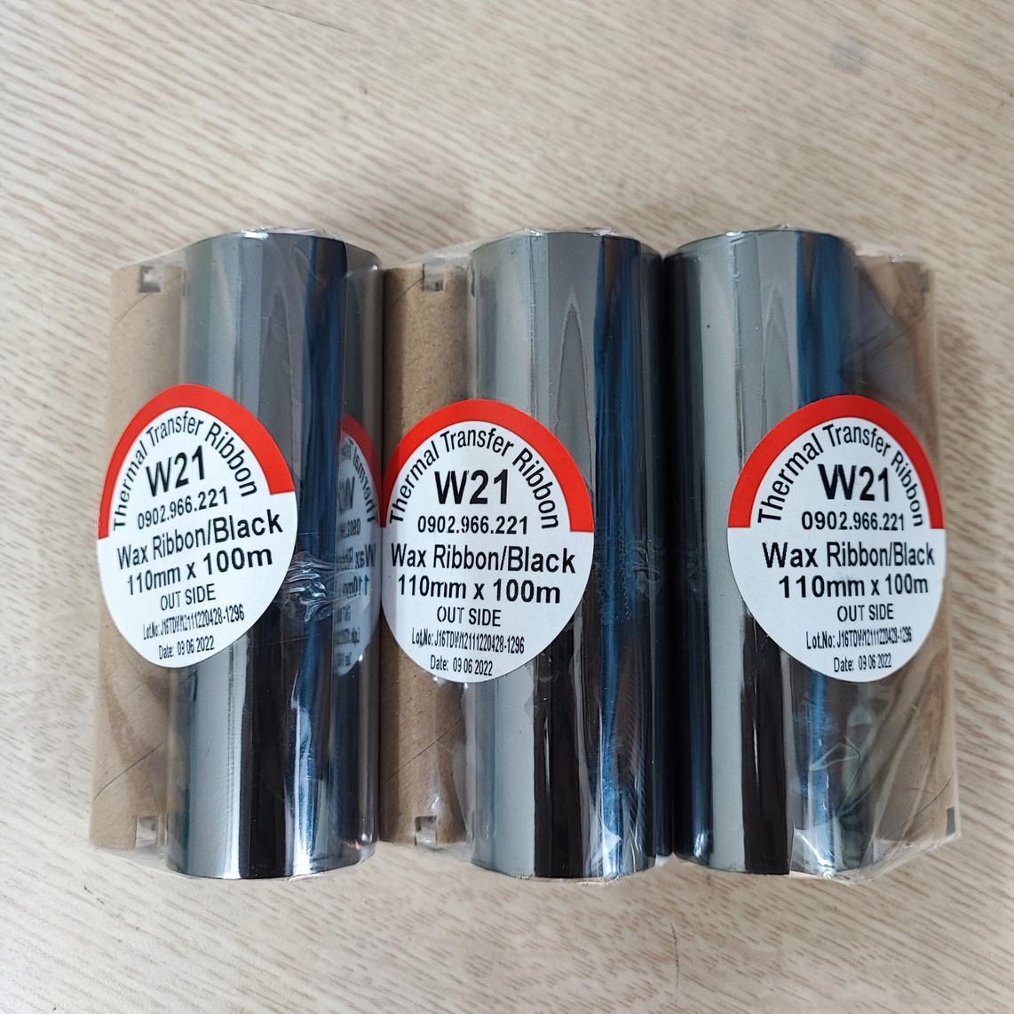 Mực in mã vạch WAX W21 110mmx100m lõi nhỏ 12mm